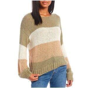 Blu Pepper Striped Sweater green Color block Warm & Soft super cute SZ Med